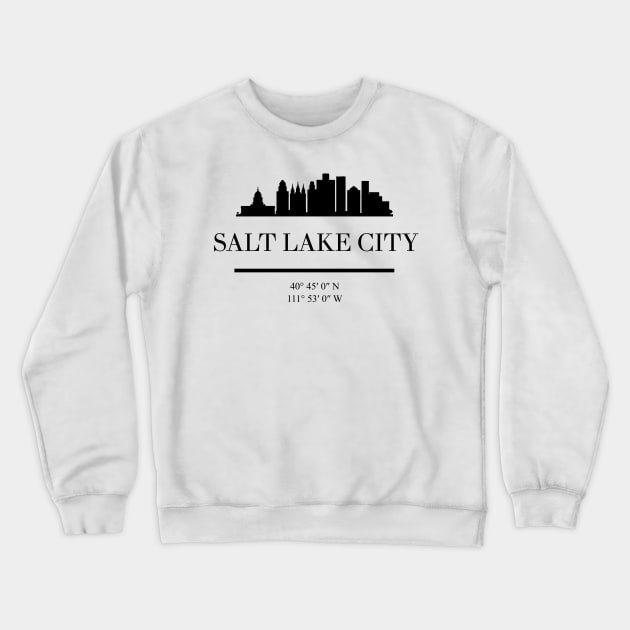 SALT LAKE CITY UTAH BLACK SILHOUETTE SKYLINE ART Crewneck Sweatshirt by deificusArt